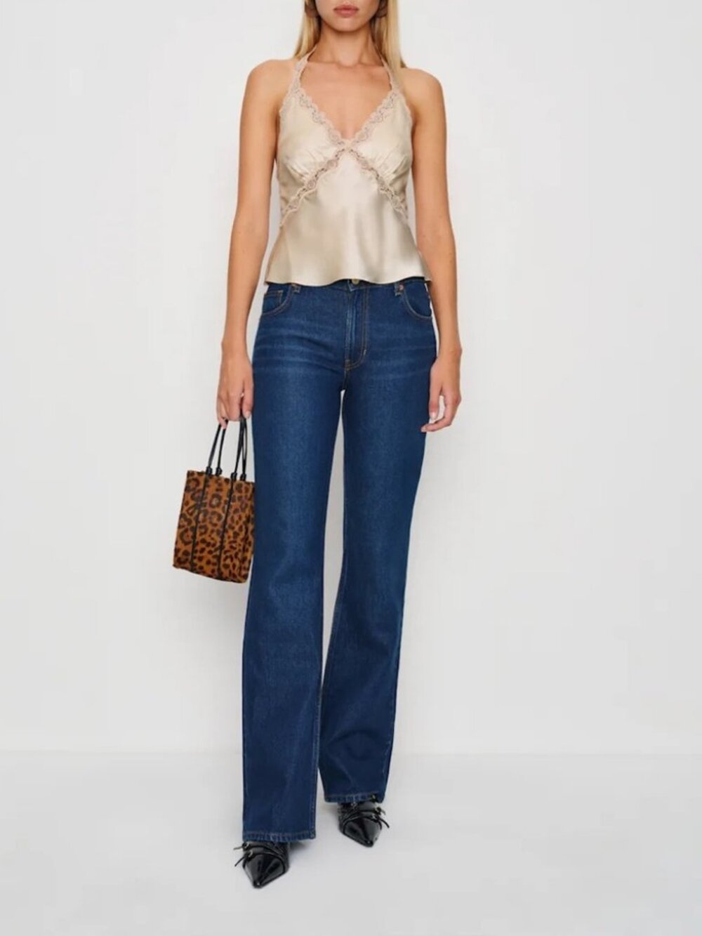 Reformation Monica Silk Top In Almond NWOT
